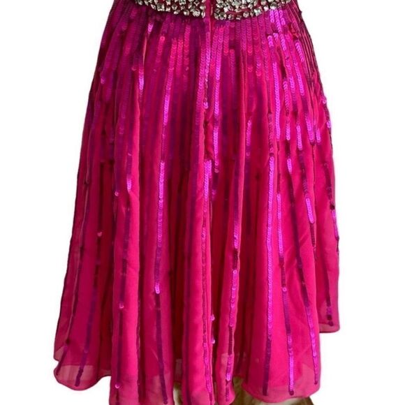 MacDuggal 10996 Pink Halter Neck Open Back Embellished Trapeze Dress| Size 8 - Picture 9 of 9